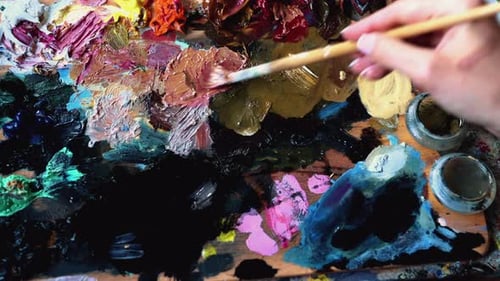 Watercolor mixing palete close up