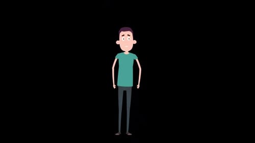 Ein kleiner Junge fällt aus großer Höhe herunter und schaut sich im überraschenden Alpha-Kanal um