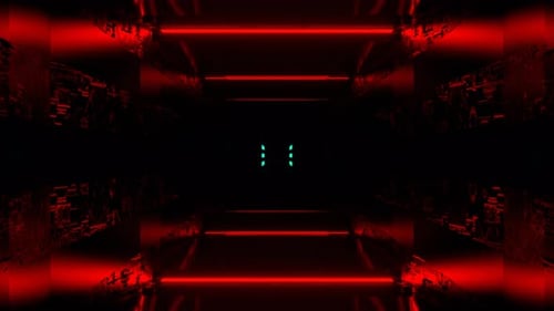 Turquoise And Red Sci Fi Strobe Light Beams Tunnel Background Vj Loop I 4K
