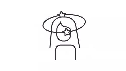 Minimalist Dizzy Person Head with Spinning Stars Icon Animation