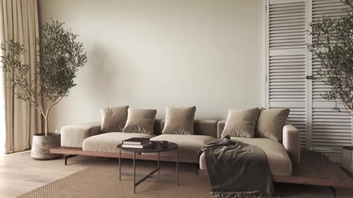 Subtle Camera Pan Across Modern Living Room Interior