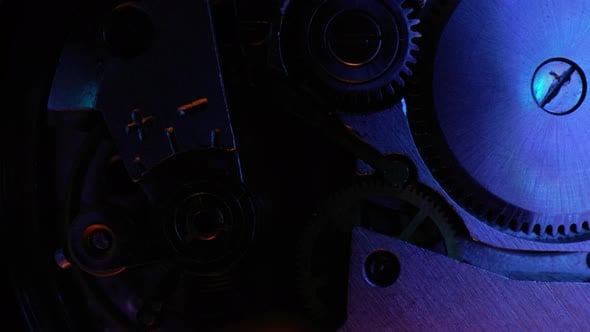 Macro Mechanical Vintage Watch Arrow Gears Rapidly Rotating Time ...