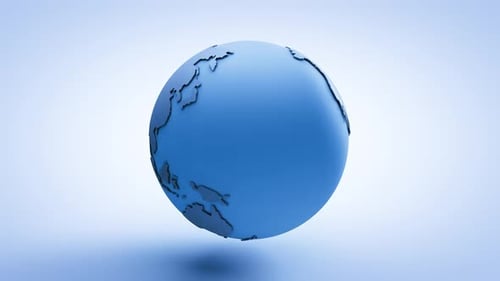 Animated 3D Blue Earth Globe Rotation Loop