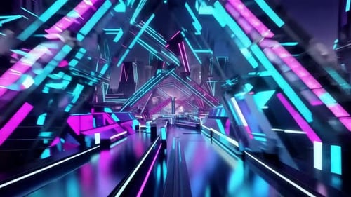 Mouvement à grande vitesse Futuriste Cyberpunk Neon City