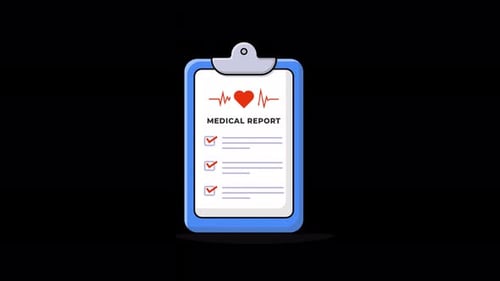 Animated Flat Design Medical Report Clipboard Reveal