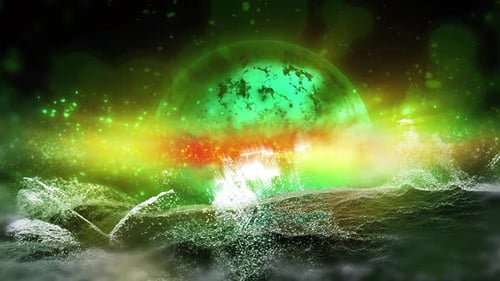 Abstract Cosmic Sphere Particle Glow Reveal