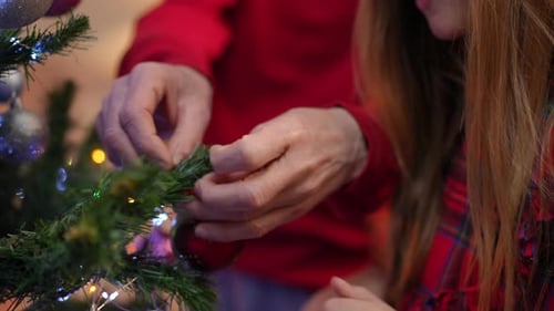 Decorating the Christmas Tree with Family