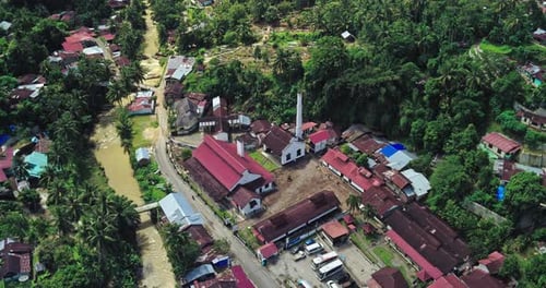 Sawahlunto, 09 May 2024, Aerial view of the historical museum warehouse