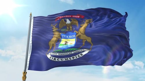 Michigan State Flag Waving Animation