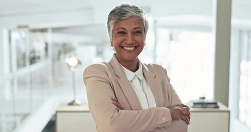 Business woman, smile and senior face of a corporate professional in office ready for manager job