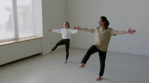 Synchronized Movement Practice in a Bright Studio