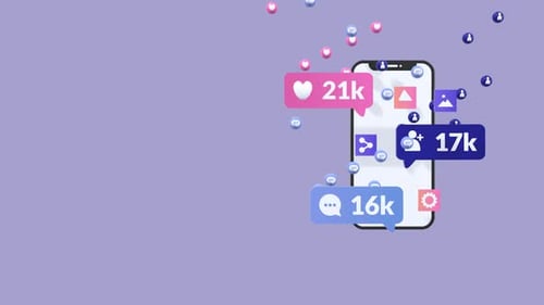 Animated Social Media Growth and Likes on Smartphone