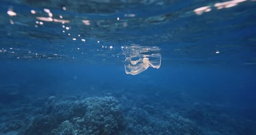 Ocean Underwater and Plastic Rubbish Aerial View Pollution By Plastic Trash