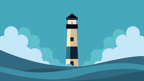 lighthouse at ocean cartoon animation backgrounds video