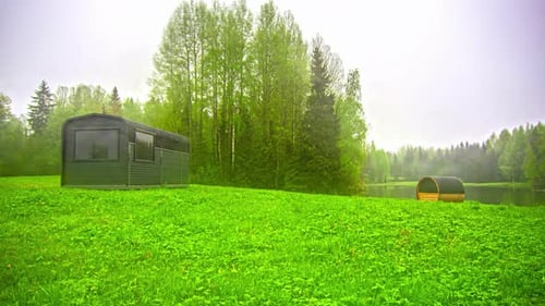 Amazing Time Lapse of All Four Seasons, Weather Change Through Whole Year Around Lodge and Cabin in