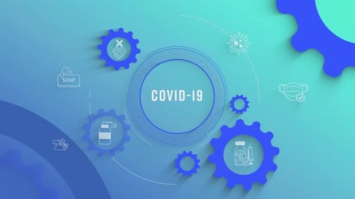 Flache Infografik zum Einfärben von Icons im Hintergrund von Covid19, schleifbar