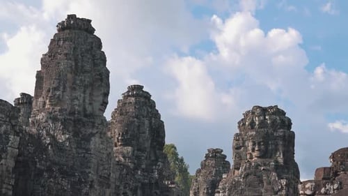 Medium Timeplase of the Bayon Temple Faces Near Angkor Wat