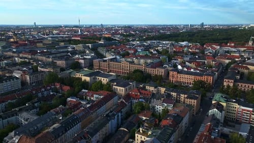 Aerial drone view of the Regierung von Oberbayern in Munich, Germany