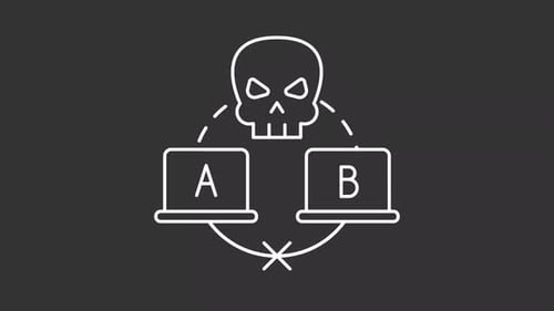 Animated Line Icon: Data Transfer and Cybersecurity Threat