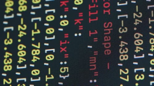 Codieren von UX-UI-Skripttext auf dem Bildschirm HTML5 im Editor für die Website-Entwicklung Nahaufnahmemakro von