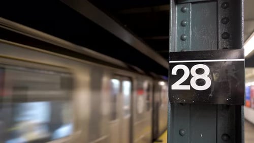 Subway Passes through New York City Station