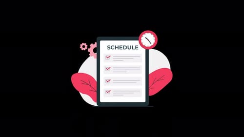 Tablet with Schedule and Clock. Scheduled Appointment Concept Animation Video - Transparent