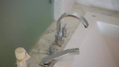 Modern Silver Bathroom Sink and Faucet Fixture