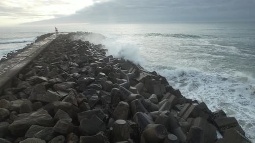 Crashing waves on beach top view,Aerial view waves sea Amazing ocean