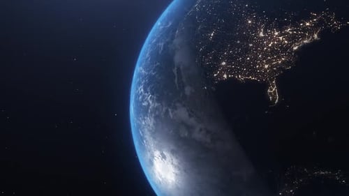 Realistic Planet Earth Rotating in Deep Space