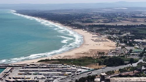 Aerial view of Catania Beach, Sicily, Italy