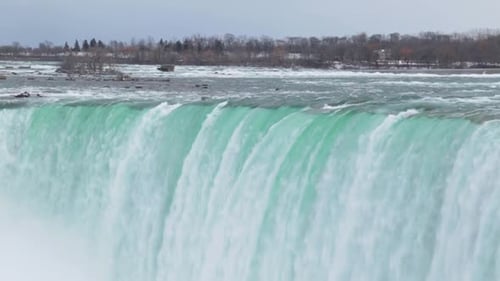 Niagara Falls in Canada on a cold, cloudy winter day