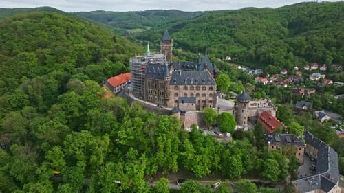 Aerial view of Wernigerode Castle , Germany