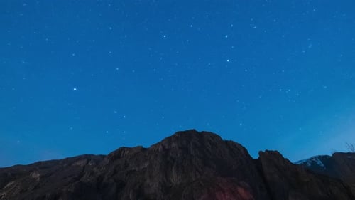 Scenic Mountains and Stars in Night Sky