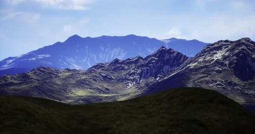 Majestic Mountain Landscape with Dramatic Peaks Under Clear Sky