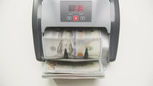 Money Counting Machine Processing Cash Bills