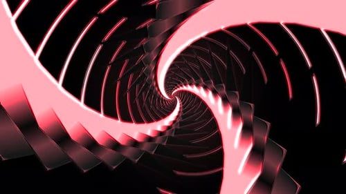 Metalic Twister Looping Tunnel Background Red 4K