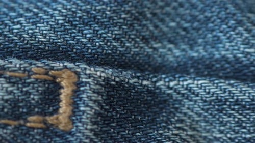 Close-up of Blue Denim Fabric Texture