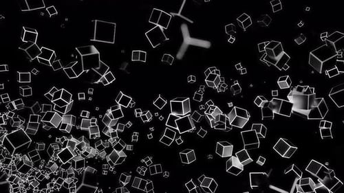 Abstract Rotating Geometric Outline Cubes Background