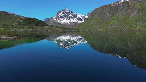 Breathtaking aerial view of a fjord in lofoten islands, norway