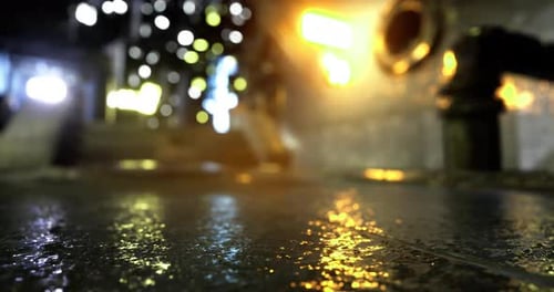 Abstract Blurry Night City Lights Reflection Background