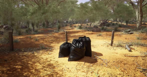 Trash Bags Left in a Deserted Area of the Australian Outback ...