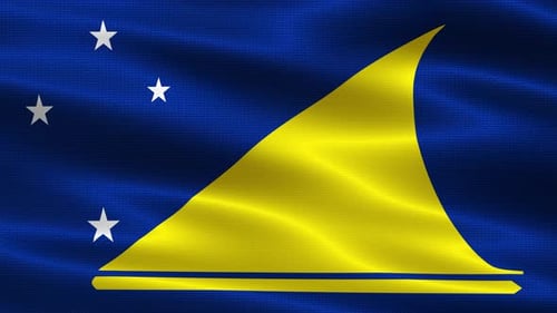 Tokelau National Flag Realistic Waving Loop