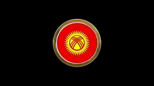 Kyrgyzstan National Flag Rotating 3D Button Animation