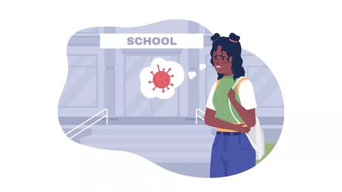 Escuela animada aislada después de Covid