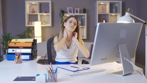 The busy working woman continues to work exhausted.