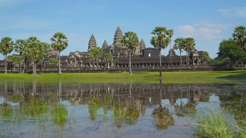 Ancient Ruins Angkor Wat Temple Famous Cambodian Landmark