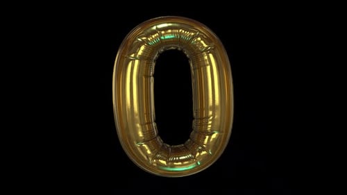 Golden Inflatable Number Zero Balloon Animation