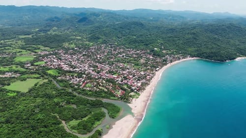 Estuary, beach, and village in Lo de Marcos, lush nature on the Riviera Nayarit, Mexico