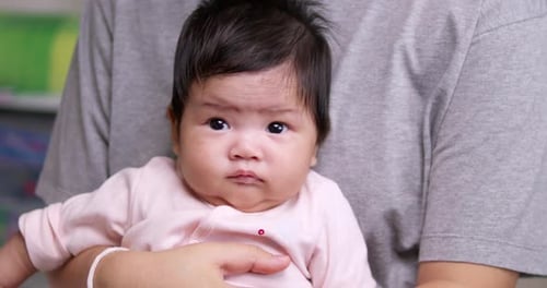 Cute Baby Held on Adult's Lap Close Up