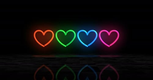 Vibrant Neon Hearts Light Up Animation